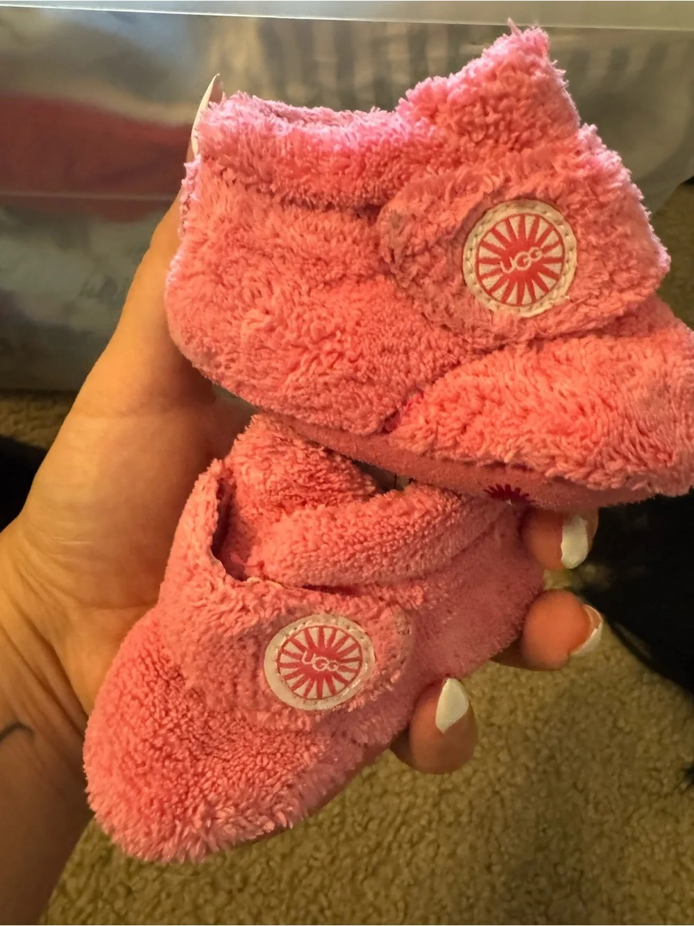 UGG Pink Plush Infant Booties
